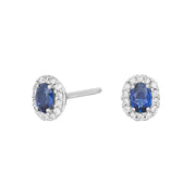 14kt. hvidguldsørestikker m/safir dia 0.09ct W/SI