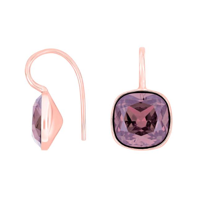 Rosafor sølvøreh m/kvartsglas facetteret farve13