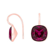 Rosafor sølvøreh m/kvartsglas facetteret farve25
