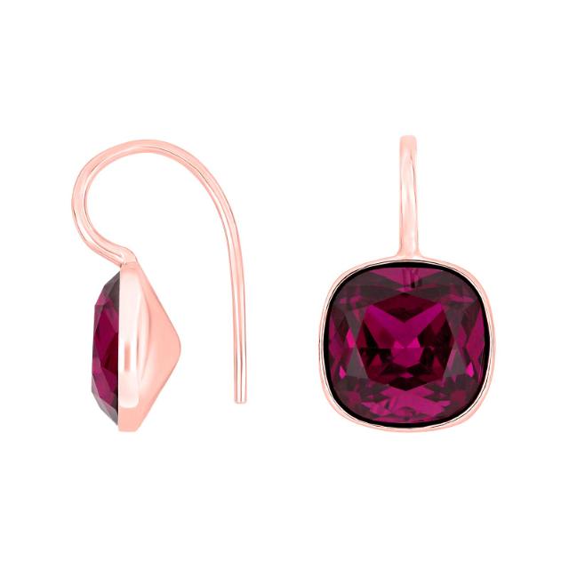 Rosafor sølvøreh m/kvartsglas facetteret farve25
