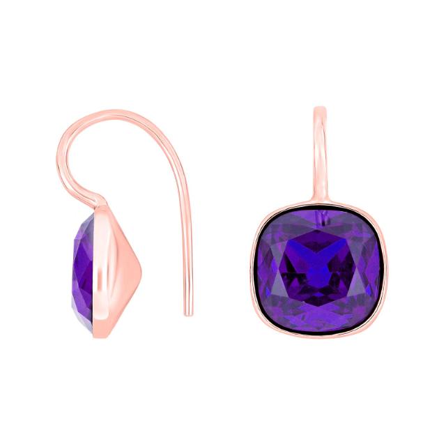 Rosafor sølvøreh m/kvartsglas facetteret farve25
