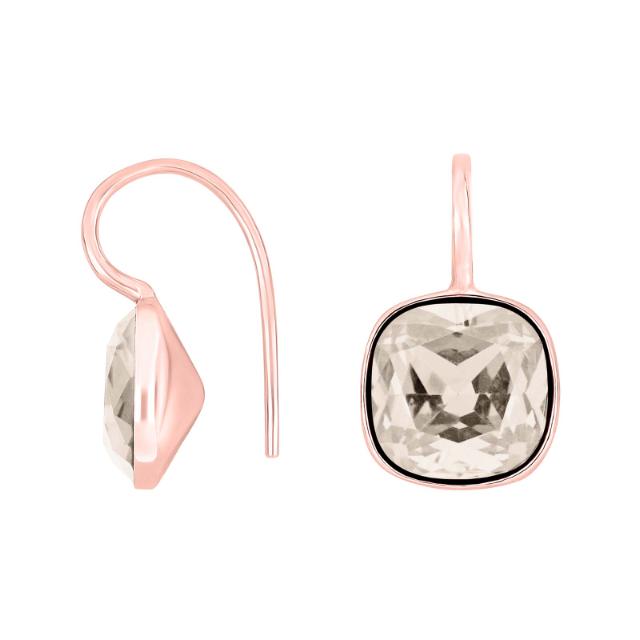 Rosafor sølvøreh m/kvartsglas facetteret farve25
