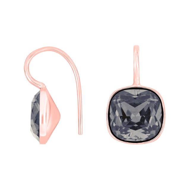 Rosafor sølvøreh m/kvartsglas facetteret farve25
