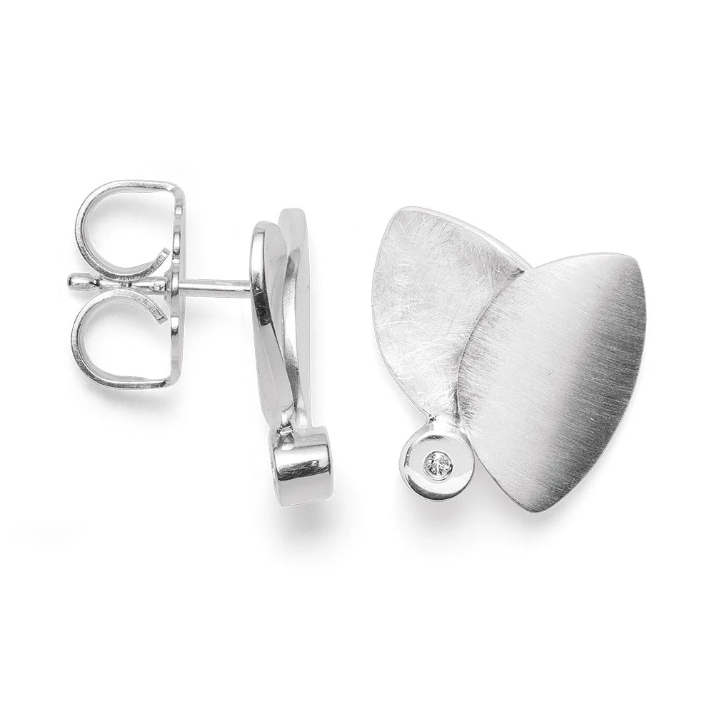 Sterling sølv ørehænger,rho. mat/børstet, dia. 0,02ct W-SI