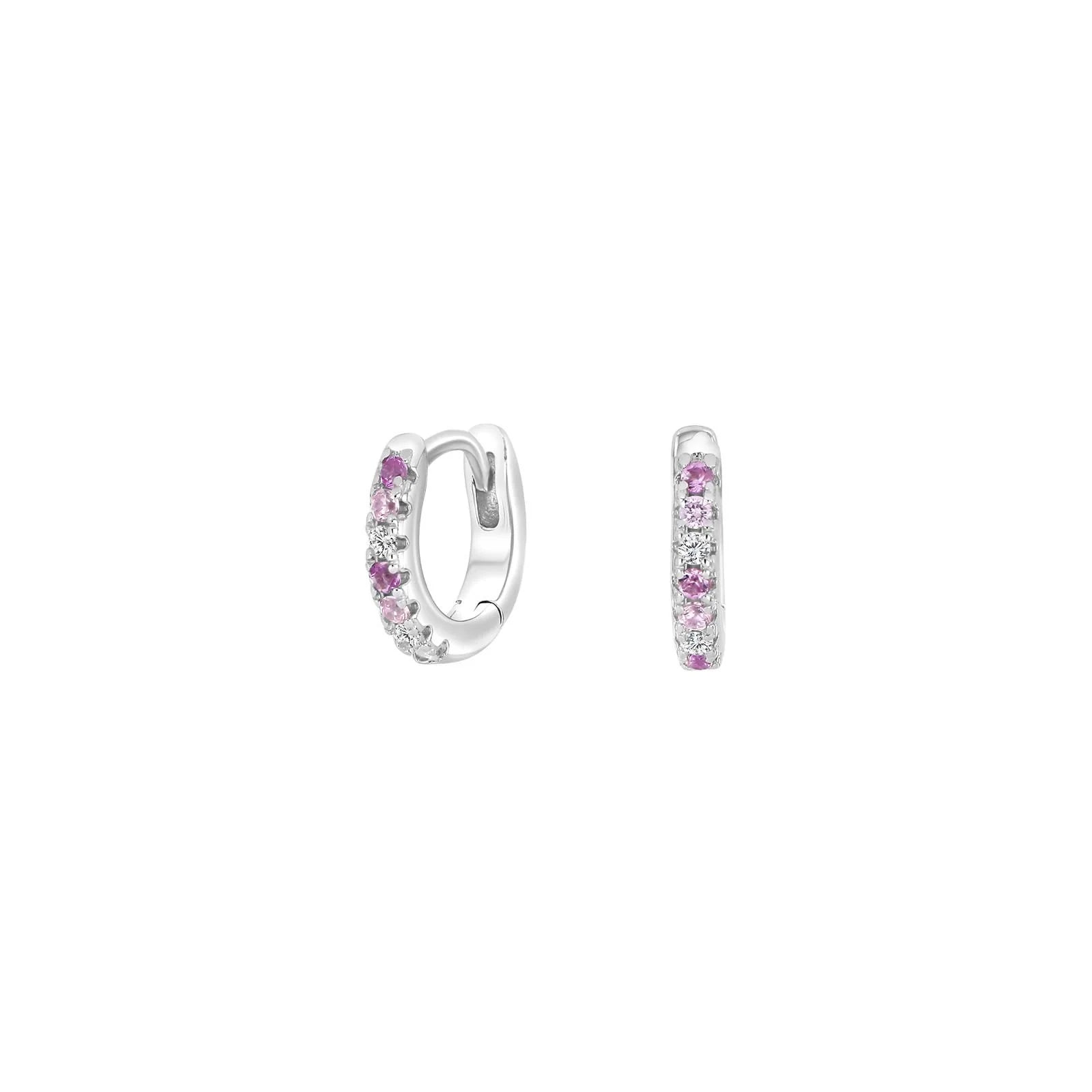Rhd. sølvcreoler m/multi pink cz