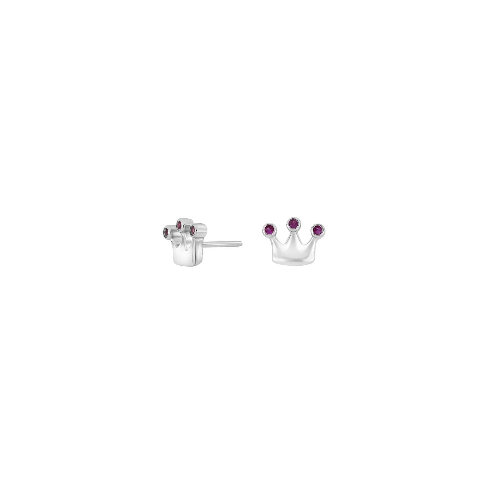 Rhd. sølvørestikker krone m. pink cz