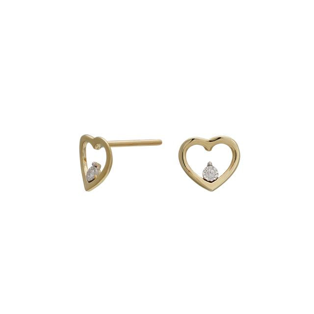 HEART 14kt. guldørestikker m/dia. 0.06ct W/SI