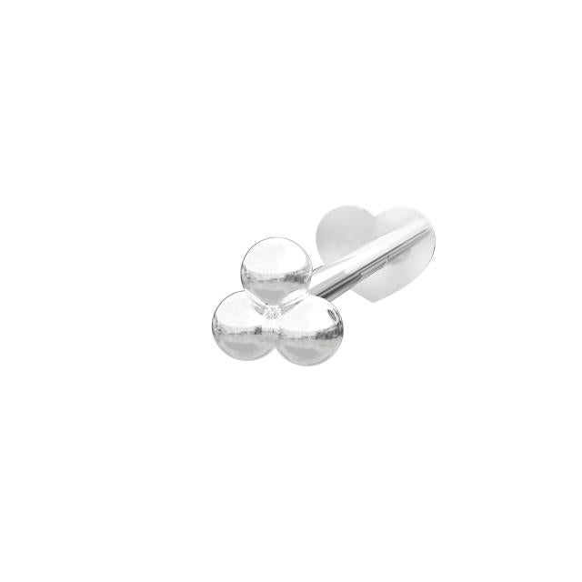 Rhd. sølv Labret-piercing 3*2mm kugler PIERCE52 1s