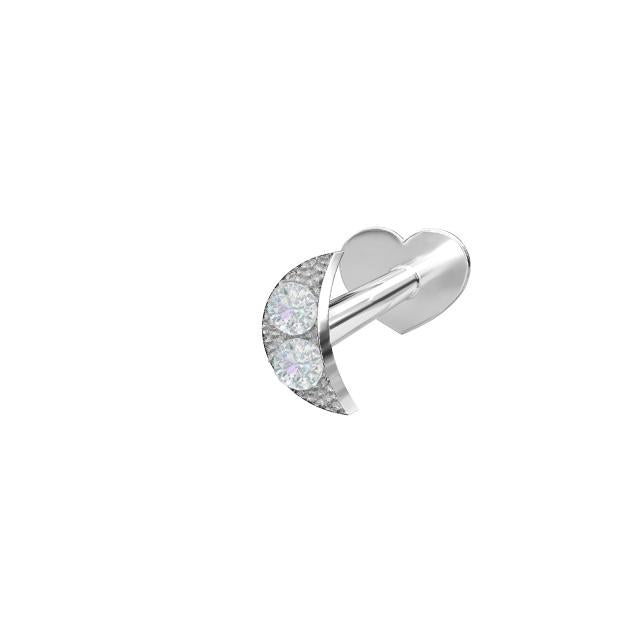 Rhd. sølv Labret måne m/ CZ 3,5mm PIERCE52 1stk