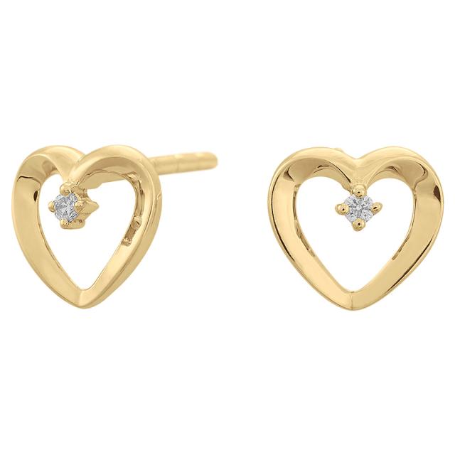 HEART 14kt. guldørestikker m/dia. 0.06ct W/SI