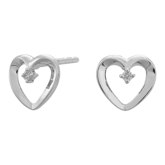 HEART 14kt. guldørestikker m/dia. 0.06ct W/SI