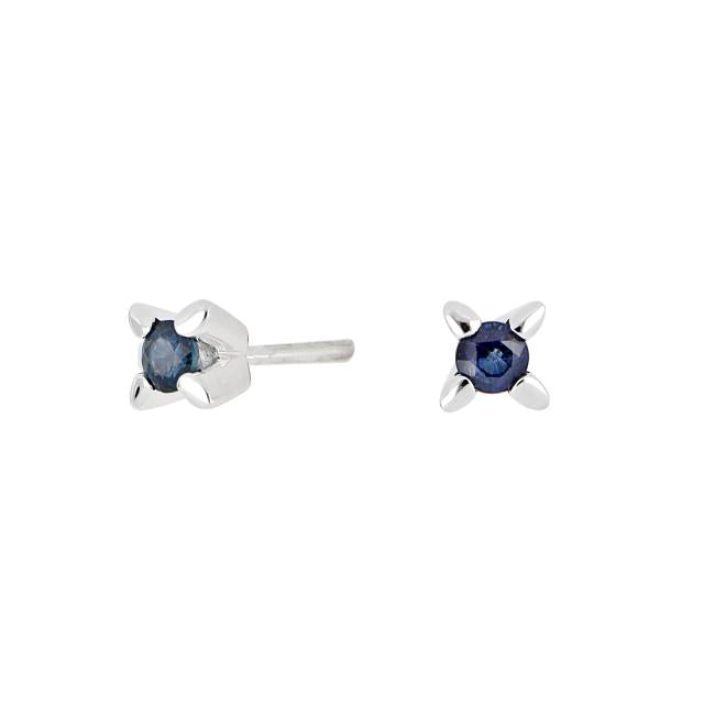14kt. hvidguldsørestikker m/safir 3mm