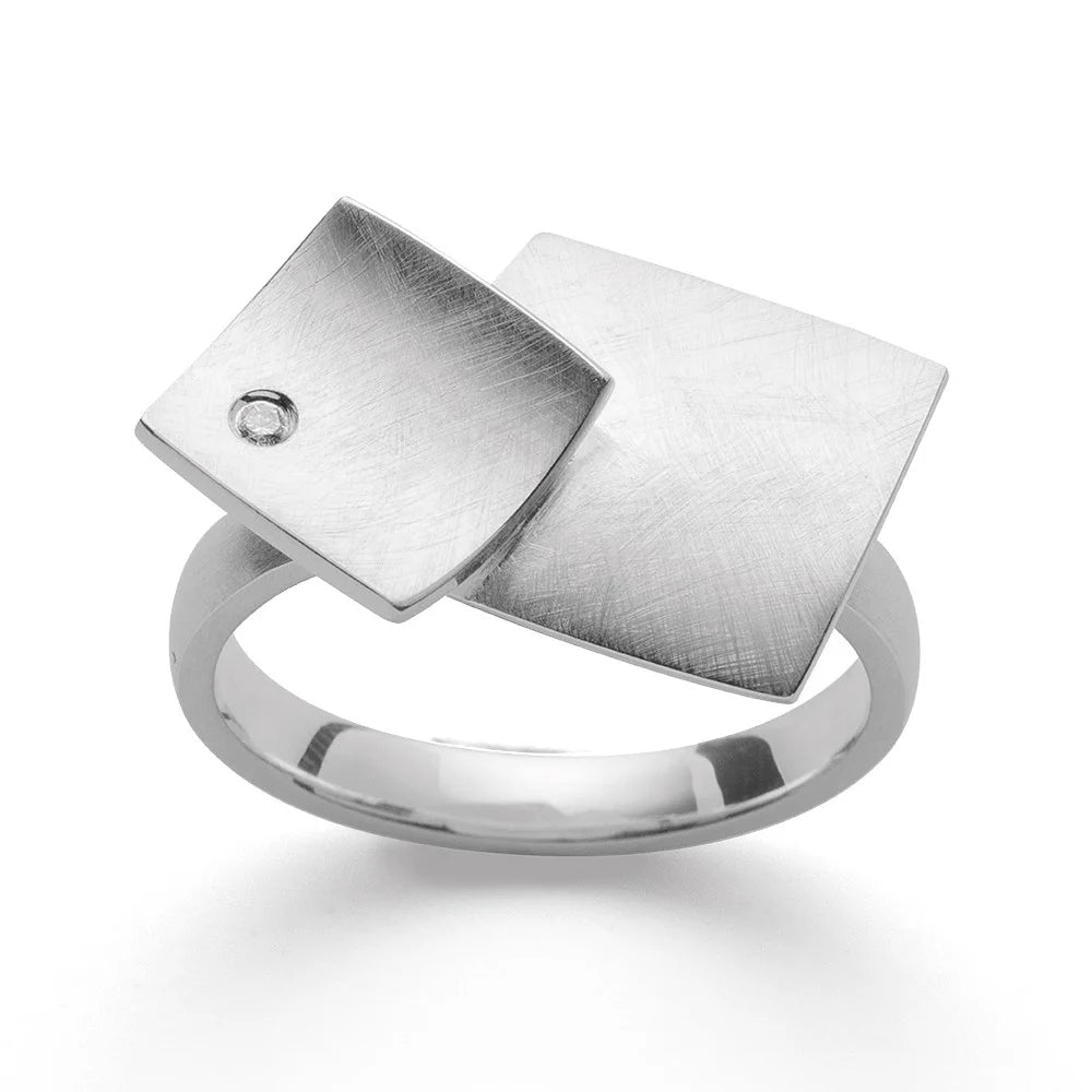 Sterling sølv Ring børstet, dia. 0,02ct W-SI