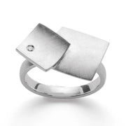 Sterling sølv Ring børstet, dia. 0,02ct W-SI
