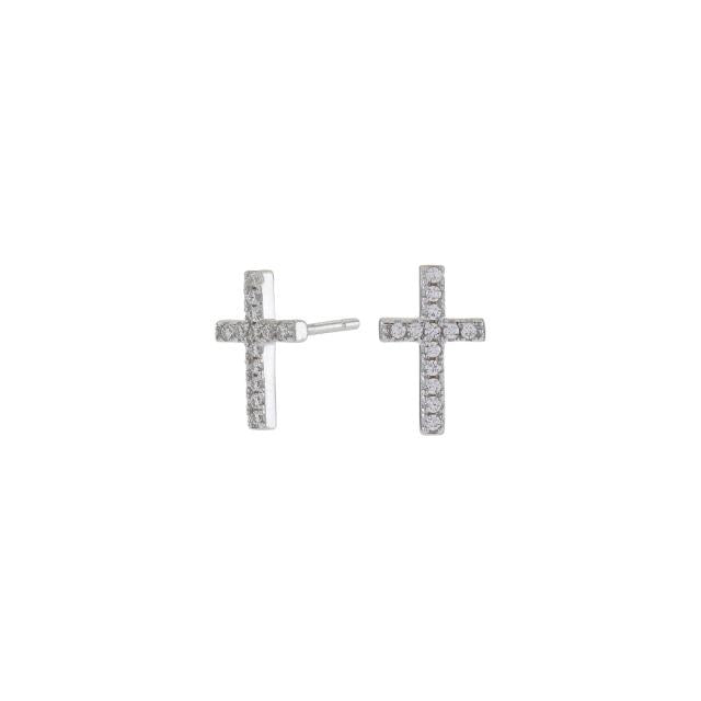 Rhd. sølv øreringe ALAINENOR kors 10x6mm
