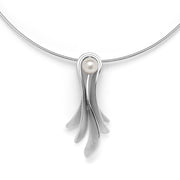 Sterling sølv Vedhæng, rho. mat/blank, kulturperle 2,67ct