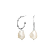 Rhod. sølvørehænger m/ferskvandsperle
