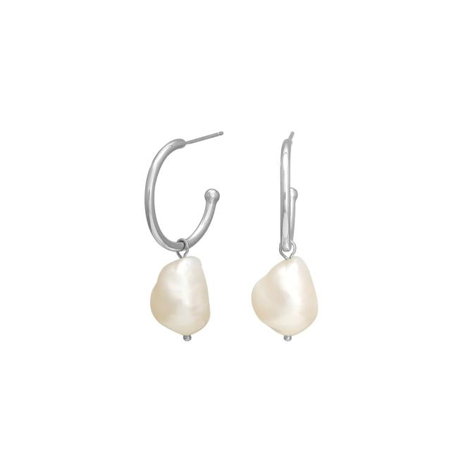 Rhod. sølvørehænger m/ferskvandsperle