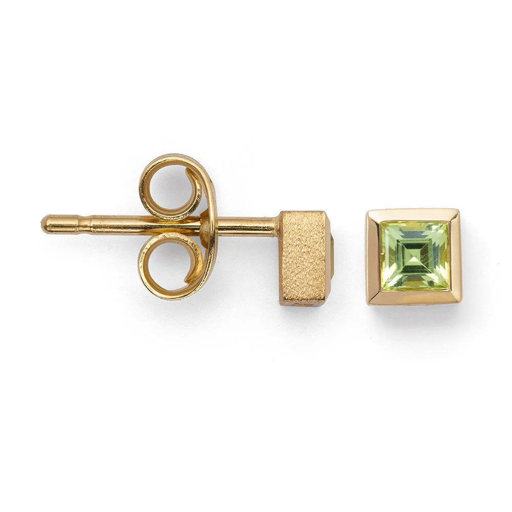 18 karat guld Øreringe mat/polerede, peridot 0,30ct
