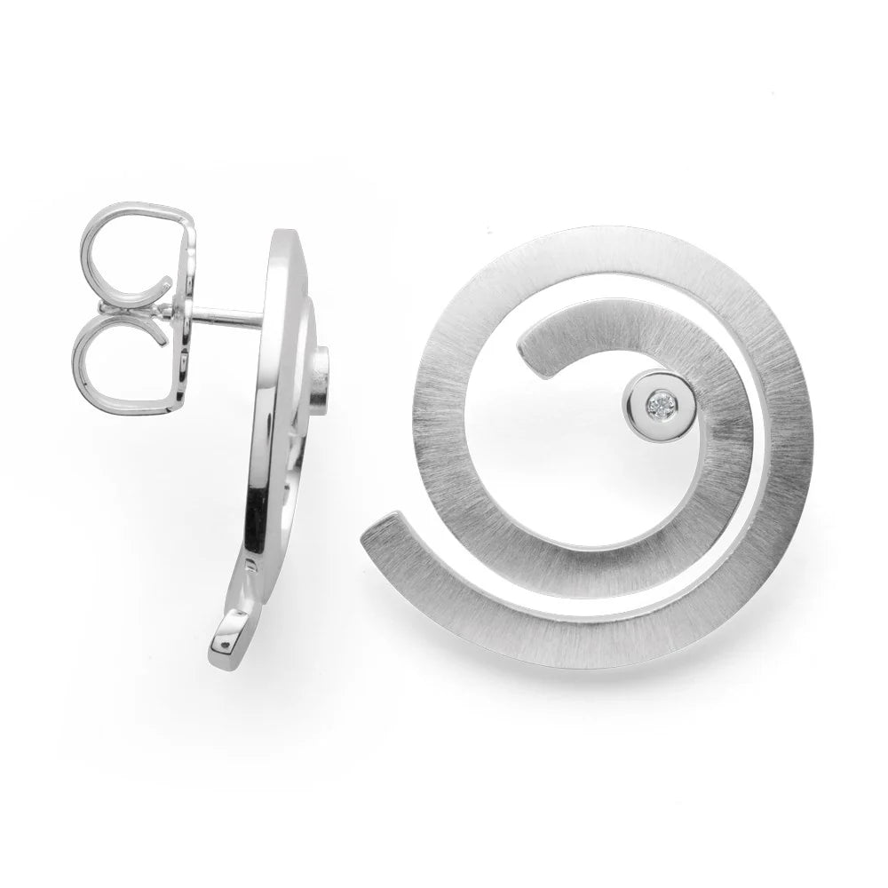 Sterling sølv Ørestikker mat/blank, dia.er 0,02ct W-SI
