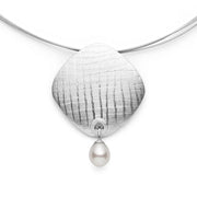Sterling sølv Vedhæng, rho. mat/børstet,kulturperle 3,40ct