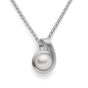 Sterling sølv Vedhæng, mat rho., hvid kulturperle 3.52ct