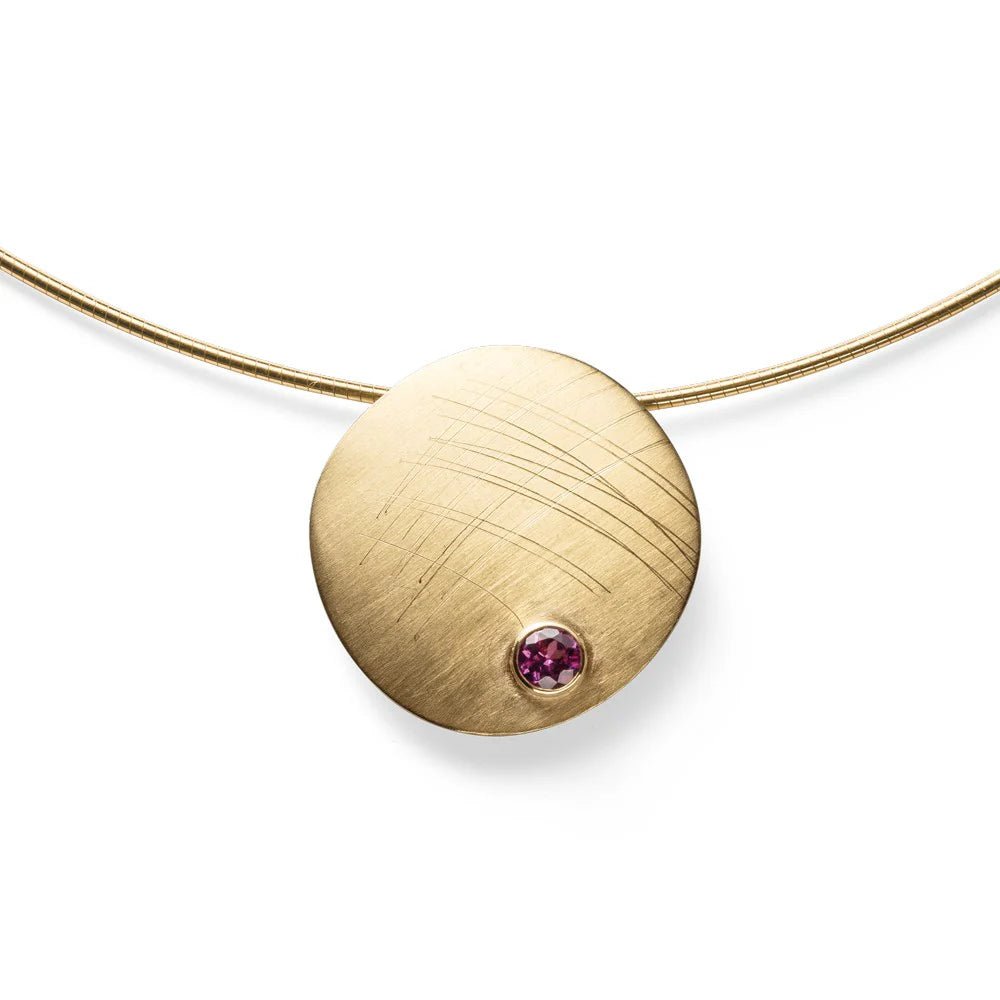 18 karat guld Vedhæng mat/børstet, rhodolit 0,35ct