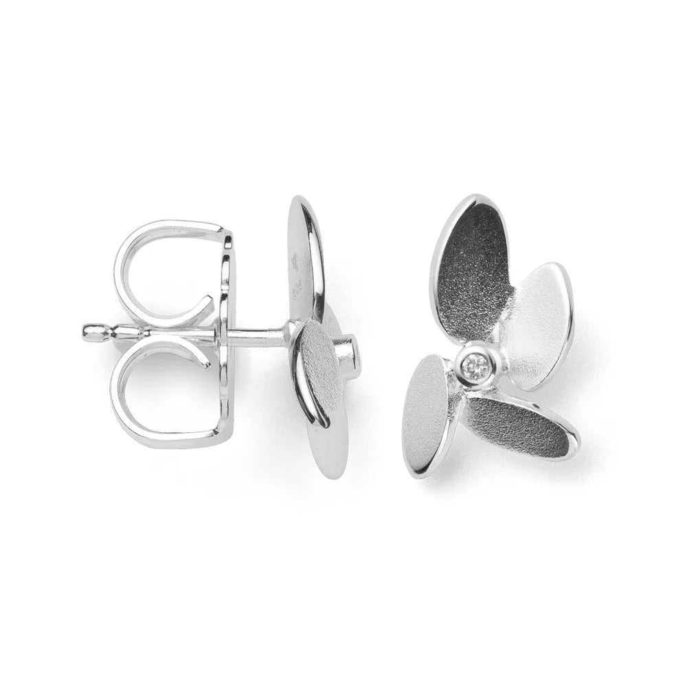Sterling sølv Ørestikker sandblæst, br 0.02ct W-SI