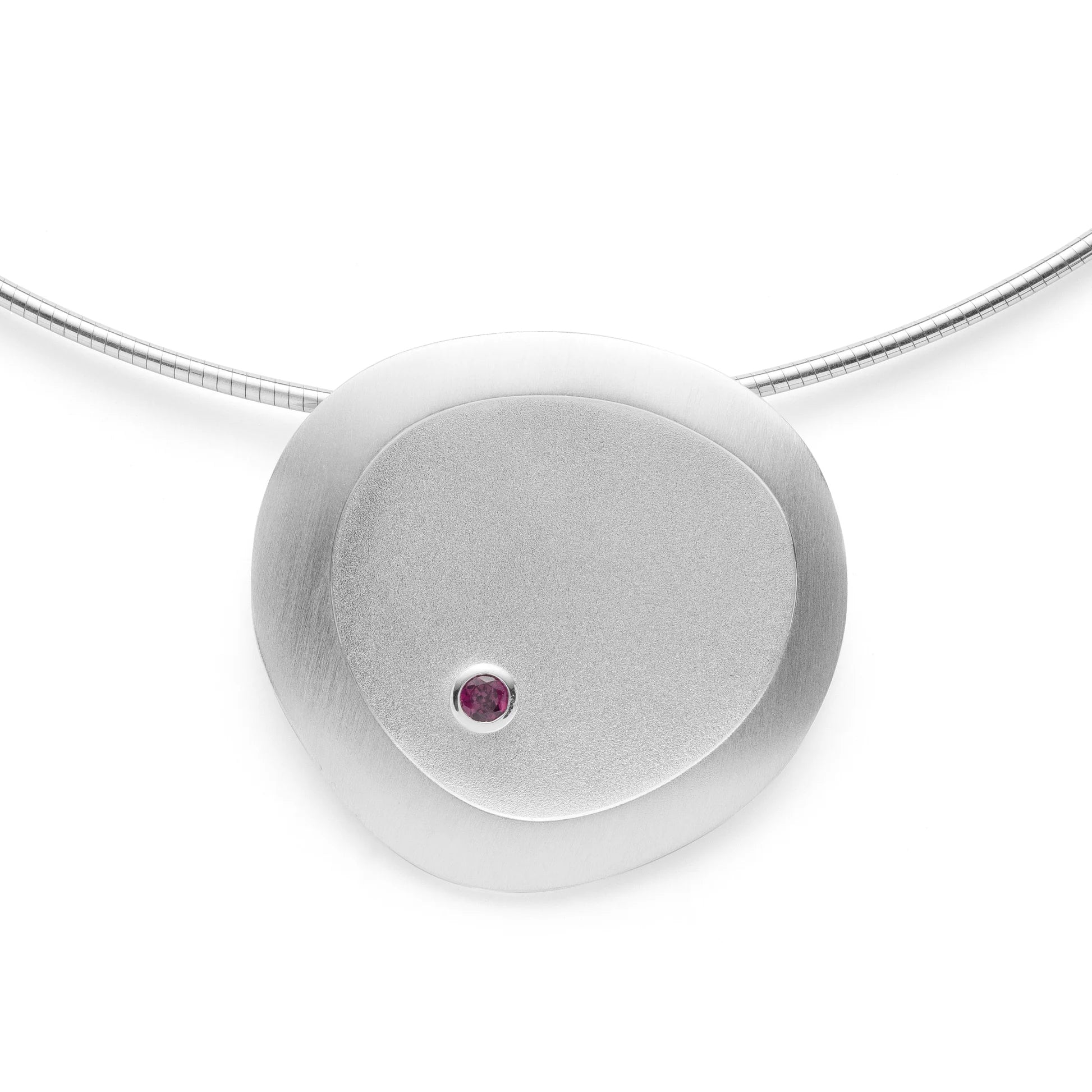 Sterling sølv Vedhæng mat/sandblæst, rhodolit 0,19ct