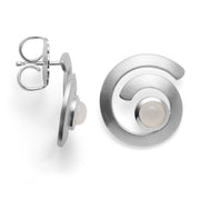 Sterling sølv Ørestikker mat/blank, månesten hvid 1.20ct