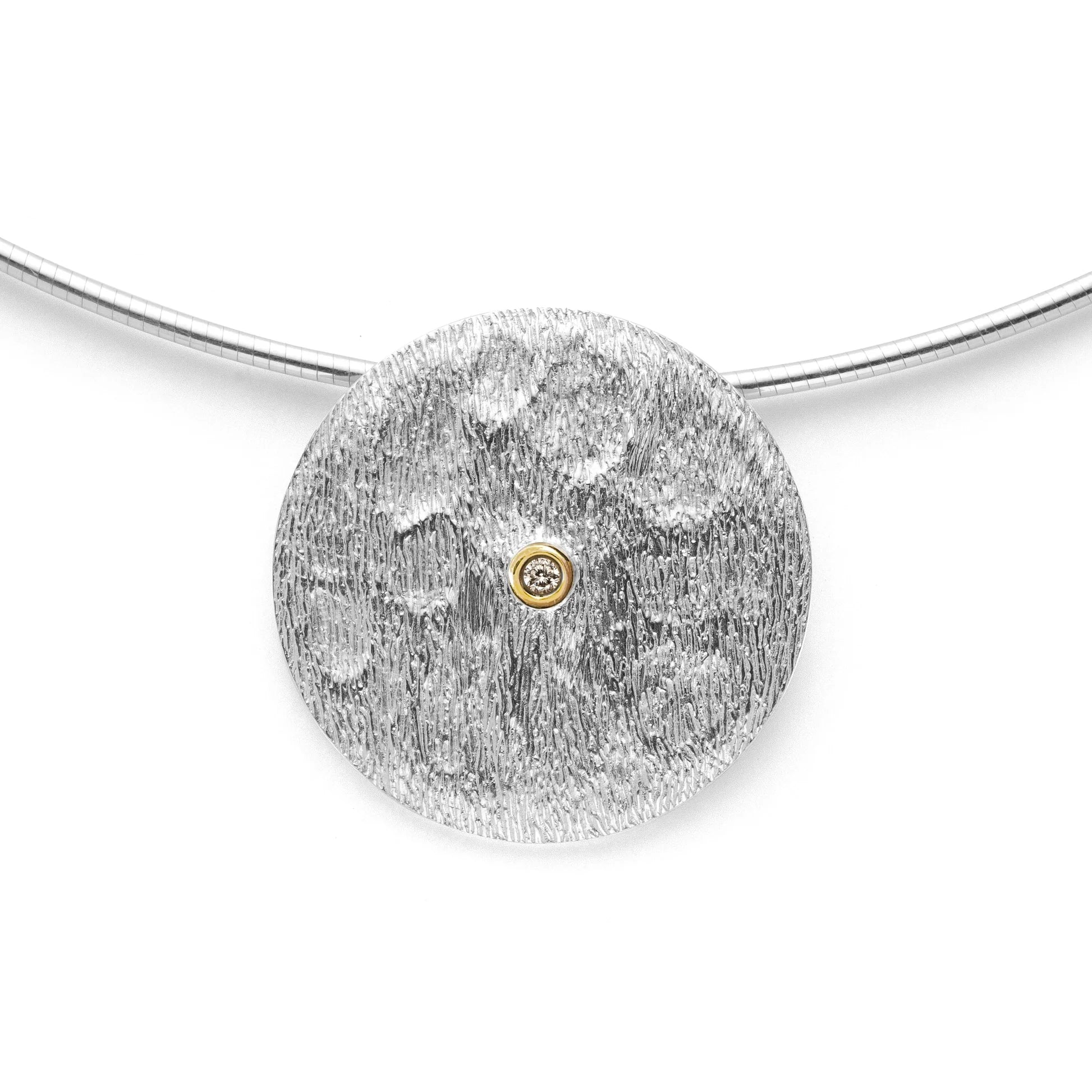 Sterling sølv Vedhæng, delvis fg, rho. satin 0,03ct W-SI