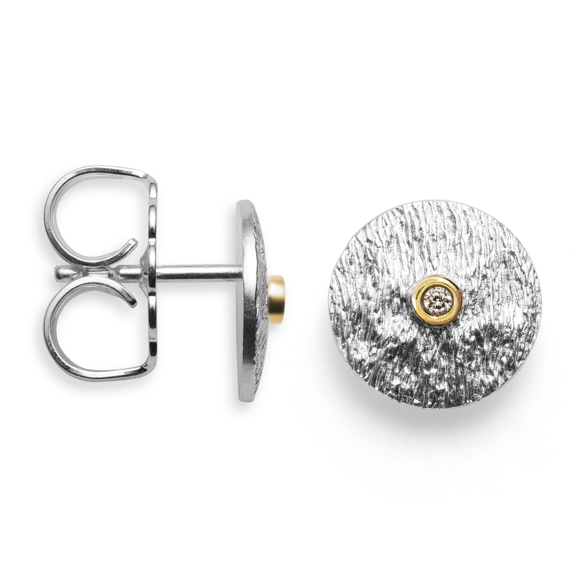 Sterling sølv Ørestikker, delvis fg satin br 0,02 ct W-SI