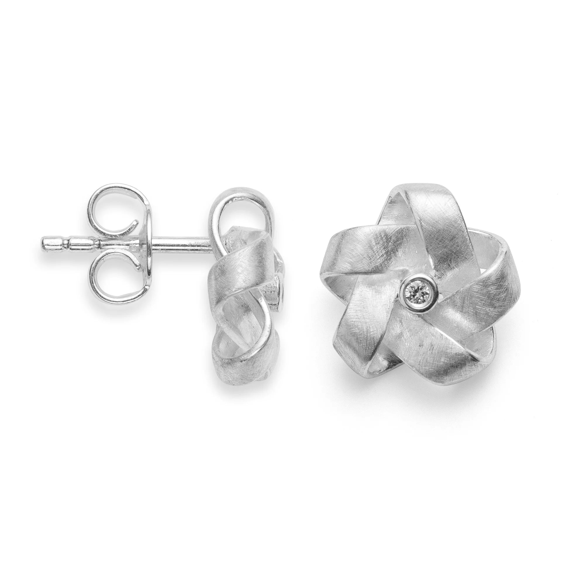 Sterling sølv Ørestikker mat br 0.02ct W-SI