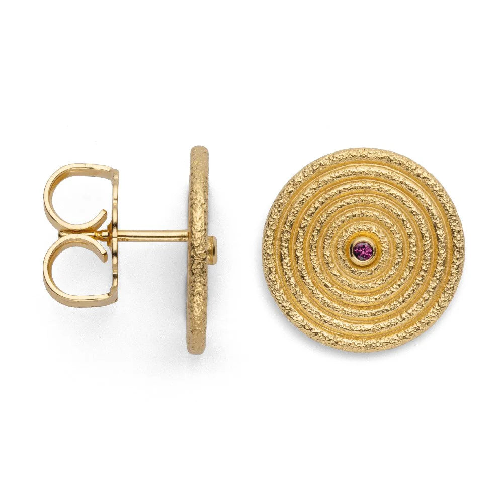 Sterling sølv Ørestikker, mat/børstet fg, rhodolit 0,04ct