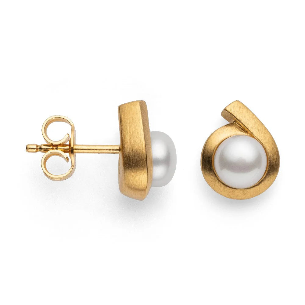 Sterling sølv Øreringe, fg mat kulturperler hvide 2,21ct