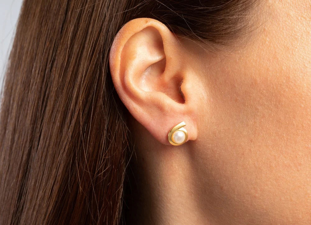 Sterling sølv Øreringe, fg mat kulturperler hvide 2,21ct