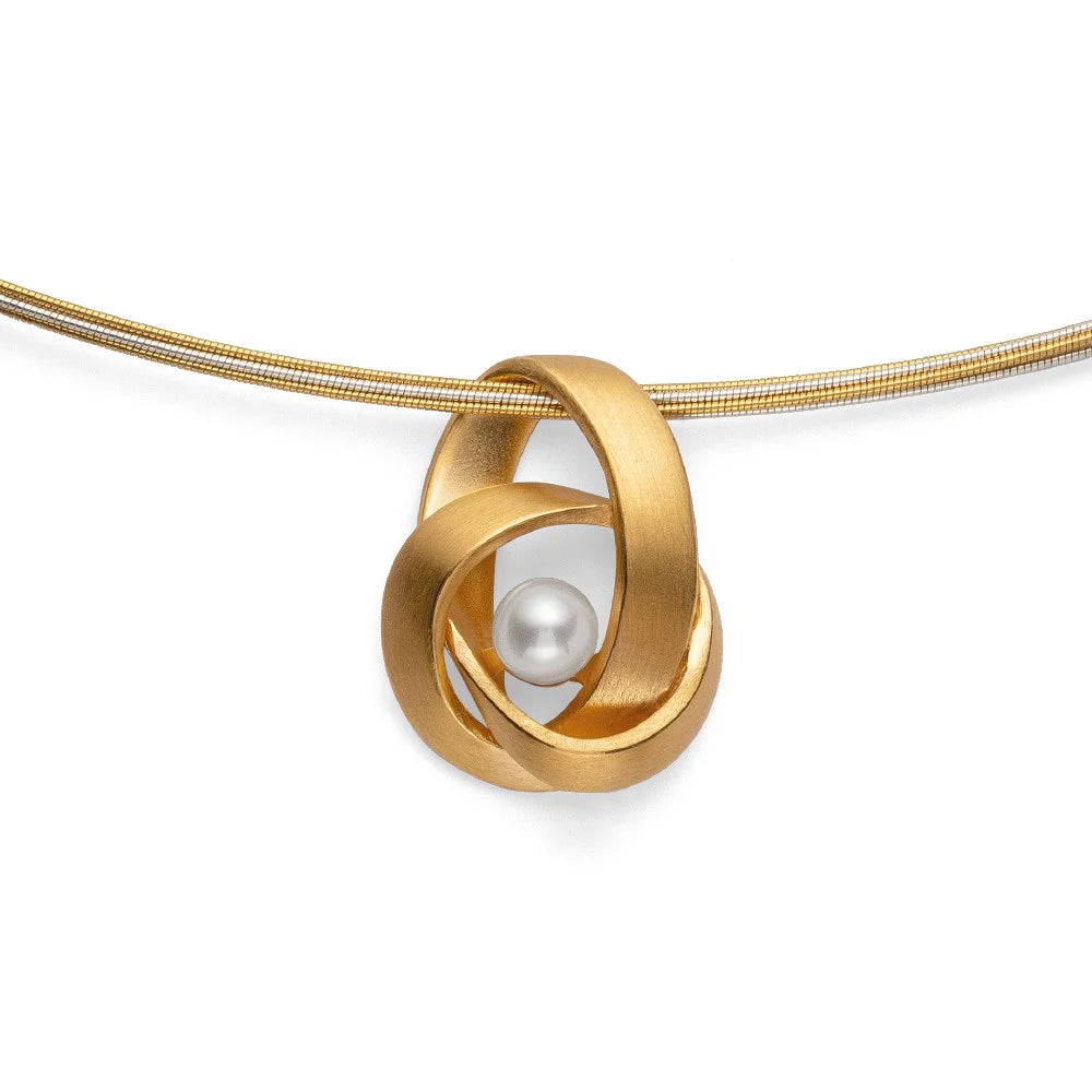 Sterling sølv Vedhæng, mat fg, hvid kulturperle 1.20ct