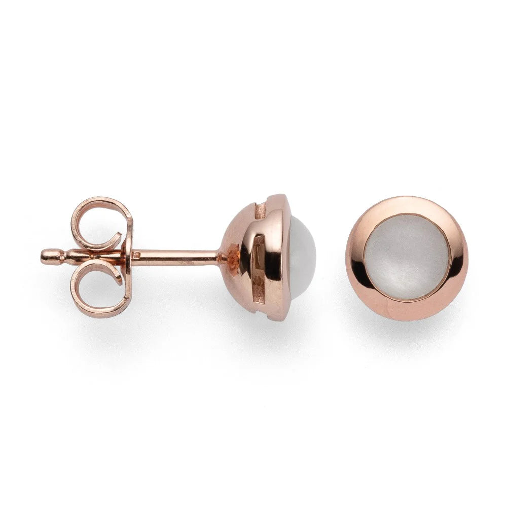 Sterling sølv Ørestikker, rosa fg blank, månesten 0,84ct