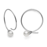 Sterling sølv ørehænger, mat rho., kulturperle 2.30ct