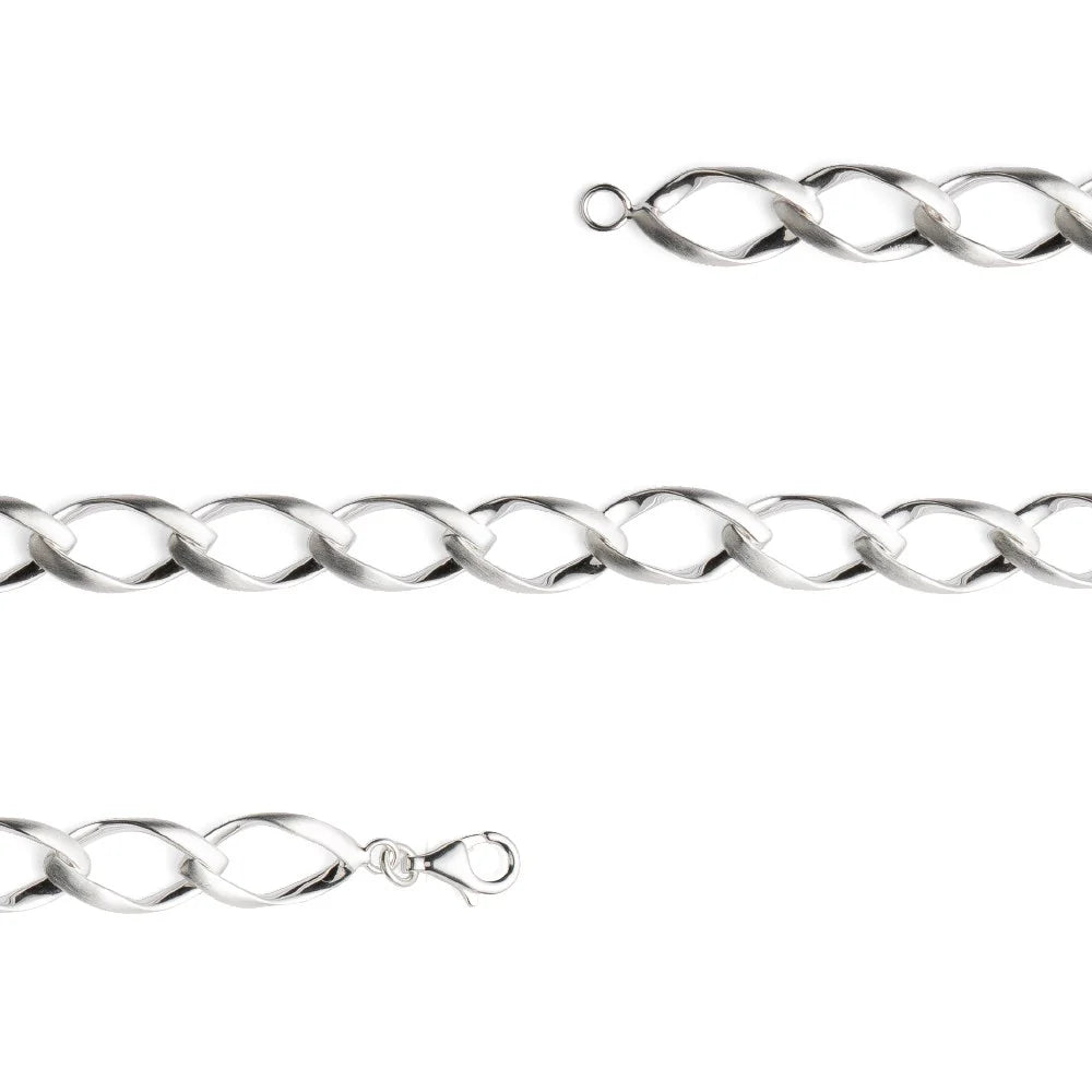 Sterling sølv armbånd, rho. mat/blank, 19 cm