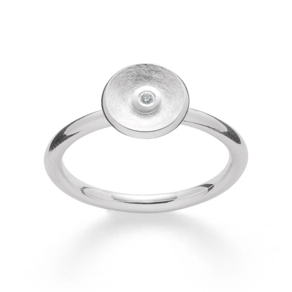 Sterling Ring Ringbørstet/blank, brillant 0,02ct W-SI