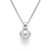 Sterling sølv Vedhæng, mat rho., hvid kulturperle 3,85ct