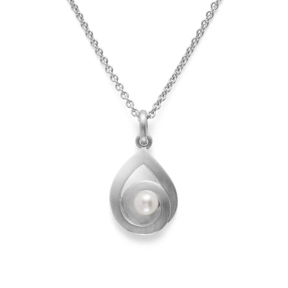 Sterling sølv Vedhæng, mat rho., hvid kulturperle 0,69ct