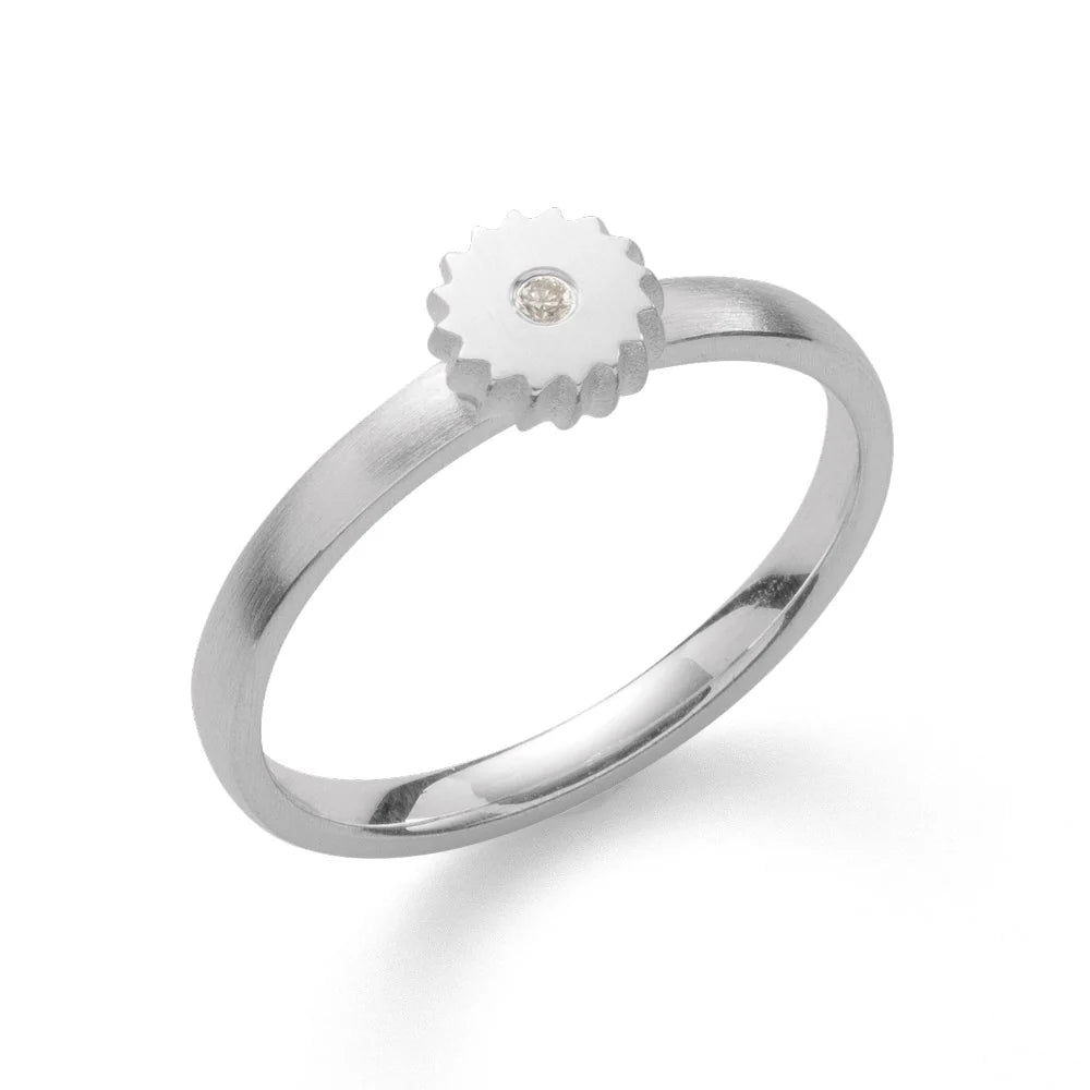 Sterling Ring Ring mat, brillant 0,02ct W-SI