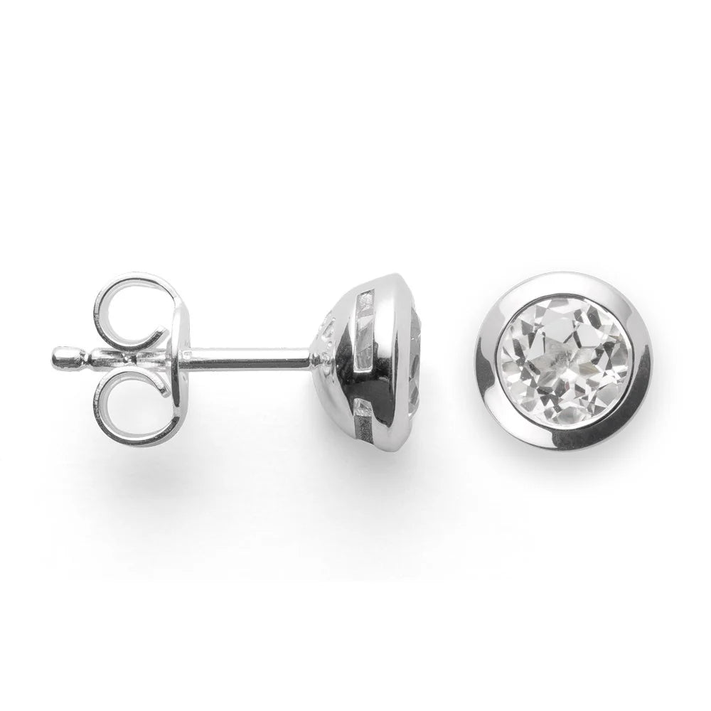 Sterling sølv Ørestikker polerede, hvid topas 1.20ct