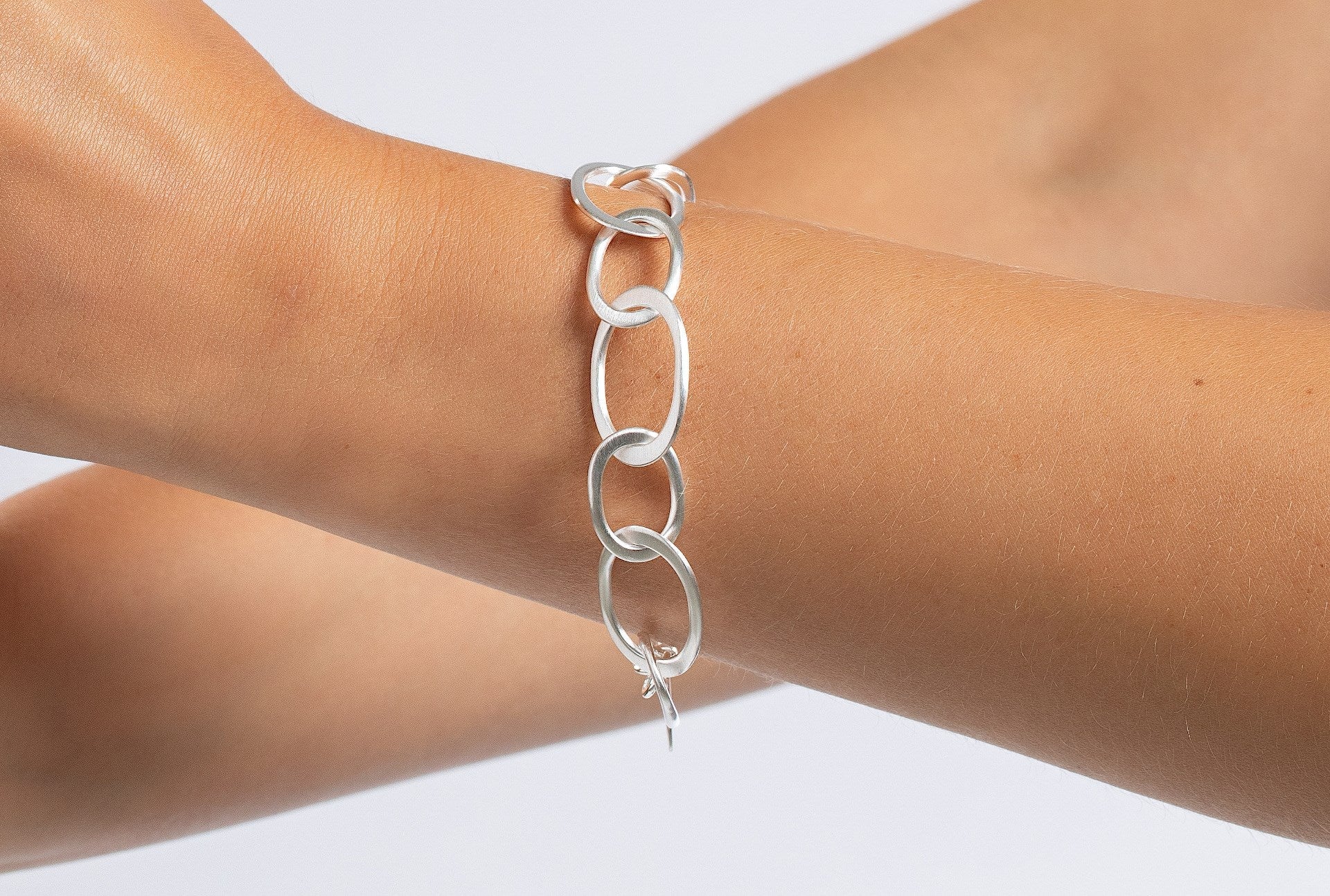 Sterling sølv armbånd mat, 17cm + 3cm