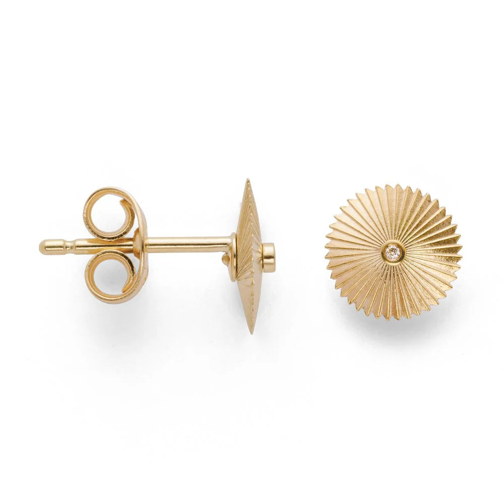 18 karat guld Stud øreringe mat/polerede, br 0.01ct W-SI