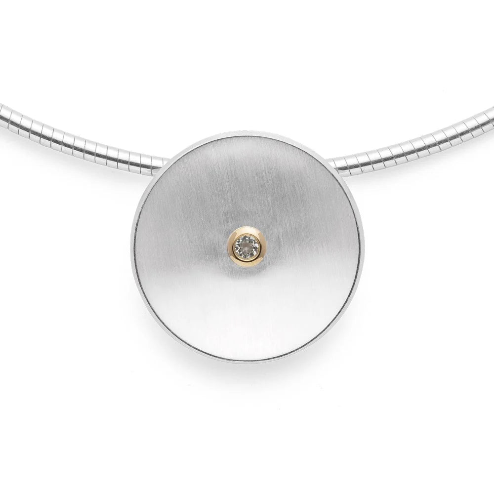 Sterling sølv Vedhæng, fg 14K mat, hvid topas 0,08ct