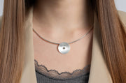 Sterling sølv Vedhæng, fg 14K mat, hvid topas 0,08ct