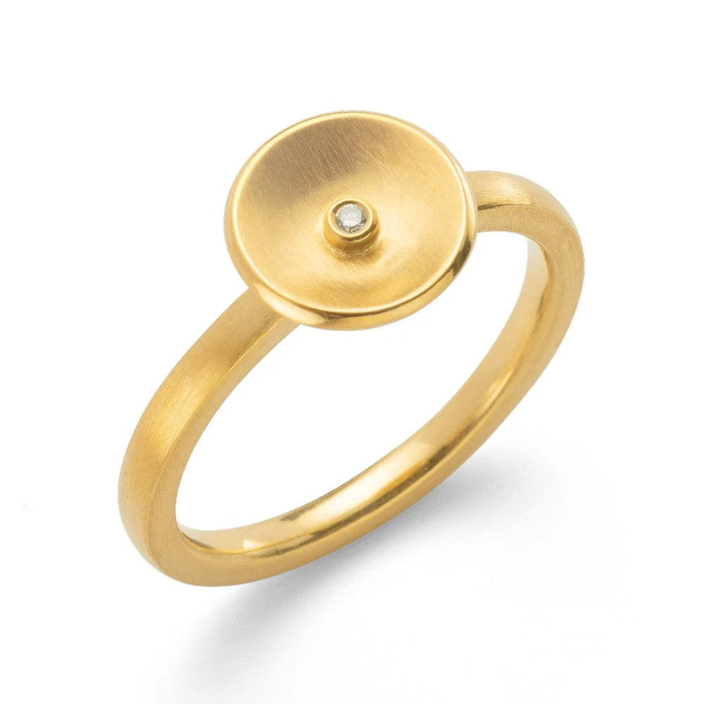 Sterling sølv Ring, mat fg, brillant 0,01ct W-SI